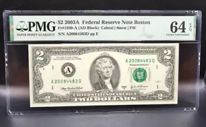 $2 2003A FRN Boston Fr#1938-A (More Uncommon AD Block) PMG 64 EPQ - Picture 1 of 2
