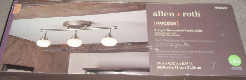 Allen + Roth Oakleigh 3-Light 24-in Antique Pewter LED Track Bar Track Light Kit - Image 1 of 1