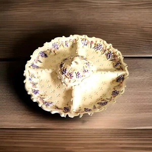 Vintage Lenwile Ardalt Artware Grape Divided Round Serving Platter with Lid - Picture 1 of 7