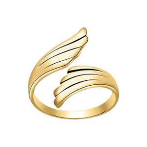 Women's 10K Yellow Gold Foot Angel Wings Open Toe/Midi Ring