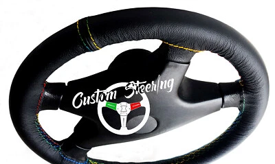 Para VW Golf Plus 04-08 Volante de Cuero Negro Cubierta Harlequin Color Pegatina - Imagen 1 de 4