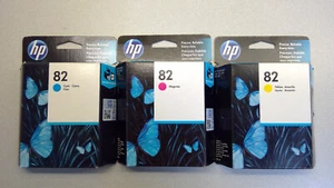 Genuine #82 500/800/820 C,M,Y*LOT OF 3 COLORS* CH568A,CH567A,CH566A *See Notes* - Picture 1 of 5