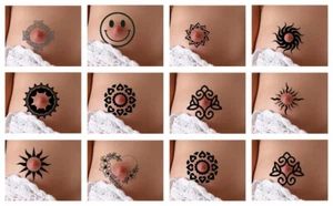 Nipple / Belly Button Ring (Set of 3) Temporary Tattoo  breast navel decoration - Picture 1 of 23