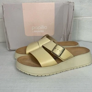 Birkenstock Papillio Almina Leather Platform Sandal Narrow Fit EU41 Ecru 1026906 - Picture 1 of 9