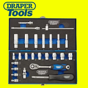 Draper Expert Tools 16468 1/4" Sq Drive Socket Set Metric 26 Pc in Metal Case - Picture 1 of 2