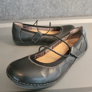 Earth Origins Patty Black Leather Bungee Strap Mary Jane Comfort Shoe Sz 7.5 M - Picture 1 of 8