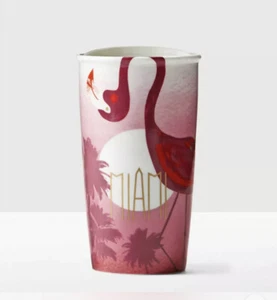 Starbucks Miami Ceramic Tumbler Mug Cup 12oz 2016 Florida Flamingo NEW - Picture 1 of 3