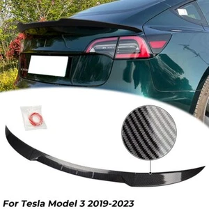 For Tesla Model 3 2019-2023 2022 Rear Trunk Spoiler Wing Real Carbon Fiber #P - Picture 1 of 7