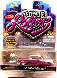 04 Jada Homie Rollerz 57 Chevy Bel Air Lowrider incl. 2 figurine da collezione - Foto 1 di 6