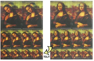 Mona Lisa Kreuzäugig - 10 Sticker 3 verschiedene Größen - Animierte Sticker Postkarte - Bild 1 von 1