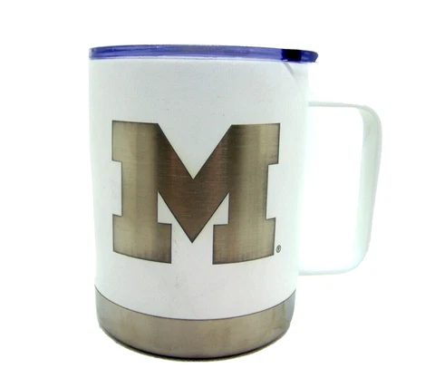 Michigan Wolverines Etched Stainless Steel Lowball w/ Handle Whisky Rocks 12 oz Cover