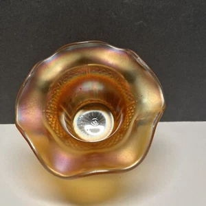Antique 1900s Carnival Glass Northwood Marigold Lustre Diamond Band Hat Vase - Picture 1 of 12