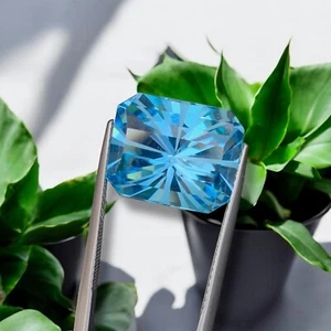 Topacio azul suizo natural de 16,50 quilates topacio facetado azul claro para joyería - Imagen 1 de 7