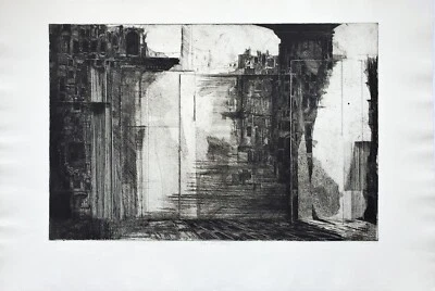 Radierung Aquatinta Komposition Glas Und Mauer Architektur Signiert Datiert 1965 - Bild 1 von 4