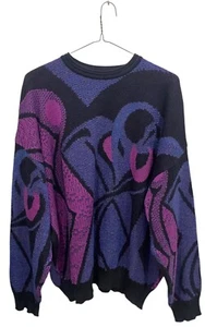 Vintage St Croix Knit Sweater Mens Size XXL Abstract Art 90s Colorblock Purple - Picture 1 of 9