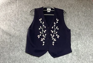Vintage Pullover Damen groß blau Blumen ärmellos Landhaus Capsule Retro * - Bild 1 von 11