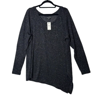 Lane Bryant черный серебряный отлива верхний новый размер 18/20 ассиметричный туника Lagenlook - Изображение 1 из 4