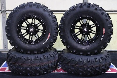 HONDA RANCHER 400 25" BEAR CLAW ATV TIRE & HL3 BLACK WHEEL KIT SRA1CA - Image 1 of 4