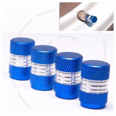 For Jaguar XJR XKR Vanden Plas Valve Stem Cover Blue 4pcs Anti-slip Wheel Dust - Image 1 of 4