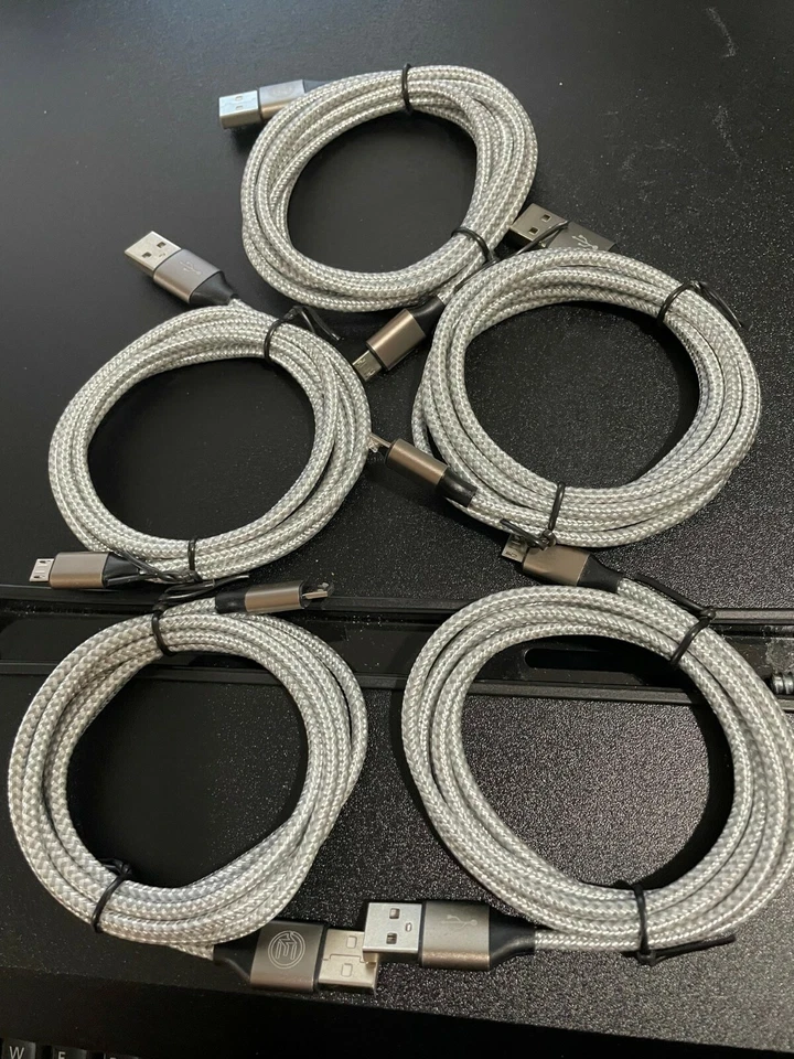 100 Pack MicroUSB Charger Cable (3 foot) Micro USB to USB A Nylon Braided Cord - Image 1 of 3