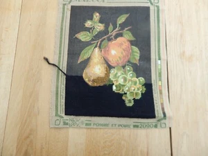 Vintage GOBELIN FRANKREICH OBST Nadelspitze Wandteppich unvollendet 12" mal 10" - Bild 1 von 7