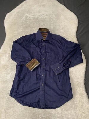 Robert Graham Mens Button Down Flip Cuff Blue/purple Shirt Size Medium - Image 1 of 4