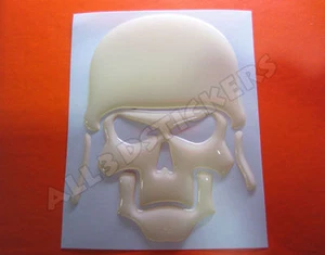 Adesivo Resinato Effetto 3D Cranio Soldato - Colore Beige 100x80 mm. - Foto 1 di 1