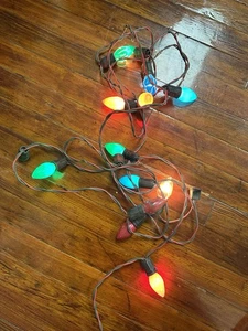 2 Stränge Vintage Multicolor große Birne Weihnachtsbeleuchtung 30 Glühbirnen 18 Fuß & 14’ - Bild 1 von 16