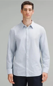 Lululemon Men’s shirt, New Venture Classic-Fit LS Shirt Blue Striped Size Medium - Picture 1 of 11