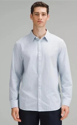 Lululemon Men’s shirt, New Venture Classic-Fit LS Shirt Blue Striped Size Medium - Image 1 of 4