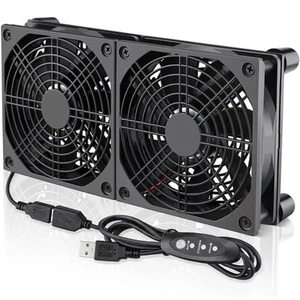 USB Cooling Fans 2x120mm USB Fan 2 Fans with Protective Net for Router TV Box - Afbeelding 1 van 8
