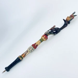 Vintage Old Mexican wooden Carved ballpoint WRITING PEN handcrafted Squirrel - Picture 1 of 21