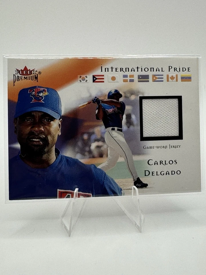 Parche de camiseta Fleer Premium International Pride Carlos Delgado 2002 juego usado Foto 1 de 2