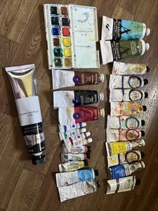 lot 26 vtg artist OIL COLOR PAINT reeves gamblin 1980 grumbacher titanium white - Picture 1 of 6