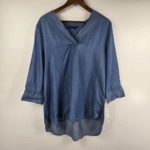 Zac & Rachel Women's Size Large Blue Chambray Shirt NWT - Picture 1 of 7
