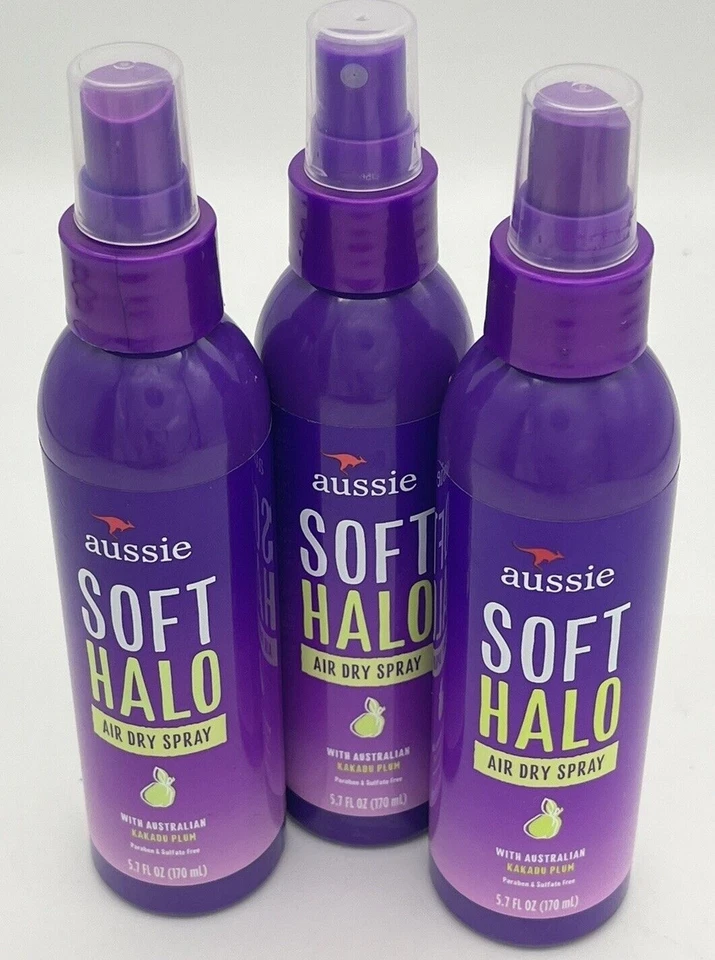 Aussie Soft Halo Air Dry Spray Australian Kakadu Ciruela 5.7 OZ Lote de 3 Foto 1 de 3