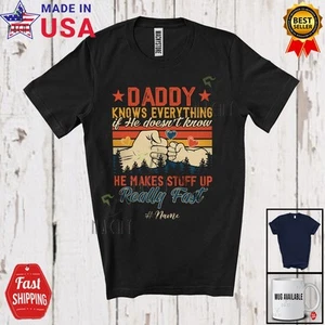Custom Name Vintage Retro Daddy Knows Everything; Father's Day Family T-Shirt - Picture 1 of 7