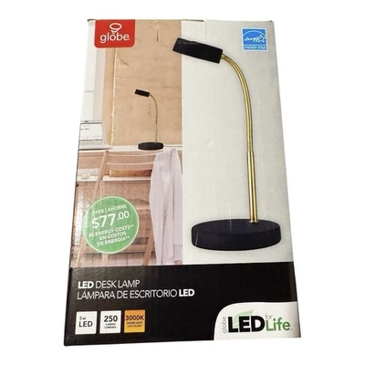 Globe Electric Black & Gold 5W LED Desk Lamp w/ Integrated 3000K LED Lamp 30061 - Image 1 of 4