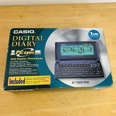 Casio Digital Diary SF-7100SY 1MB PC Sync with box NOT WORKING/SPARES OR REPAIR - Image 1 of 4
