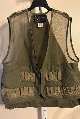 Antigo Colete de pesca Sportwear Columbia masculino grande bronzeado zíper completo bolso utilitário - Imagem 1 de 4