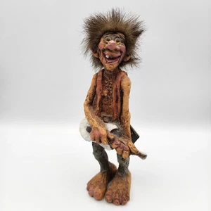 Nyform Troll 8.5" Tall Playing Guitar #305 Handcrafted Norwegian w/tags Folk Art - Picture 1 of 10