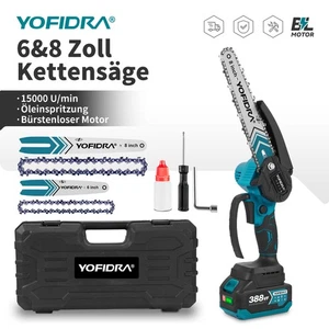 6 + 8 Zoll Akku Kettensäge Mini Elektro Kettensägen Handkettensäge Mit 2 Akku DE - Bild 1 von 10