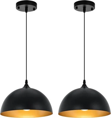 农舍吊坠照明厨房岛黑色和金色圆顶吊坠灯 — 第 1/4 张图片