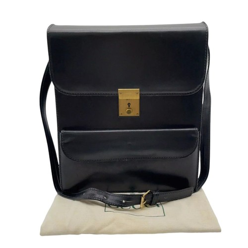 Borsa a tracolla vintage Gucci uomo pelle di vitello nera con dust bag