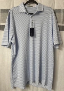 Polo Holderness & Bourne The Gordon bianca blu a righe nuova con etichette taglia uomo XXL - Foto 1 di 10