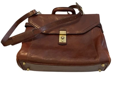 Maletín grande vintage de cuero marrón italiano para computadora portátil Pelle Studio Foto 1 de 4