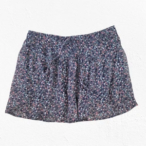 American Eagle Dark Gray Floral Boho 2010 Elastic Waist Mini Skirt Size Medium - Picture 1 of 8
