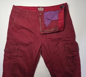 Matchstick Mens Size 34 Red Cargo Pants with Elastic Ankle - Picture 1 of 13