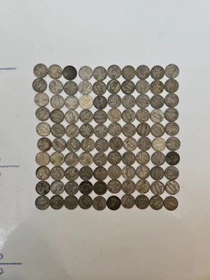 (100)US War Nickels CIRCULATED 35% SILVER Jefferson 1942-45 Silver $5-FACE VALUE - Image 1 of 4