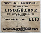 Lindisfarne Original Used Concert Ticket Town Hall Birmingham 26th Oct 1974